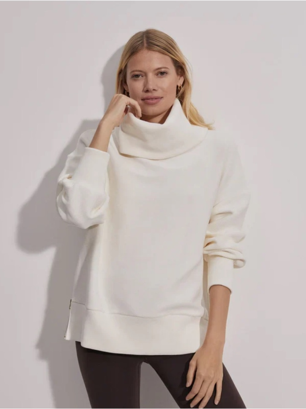 Varley Milton Turtleneck‎ Sweatshirt Cream Womens Size XS